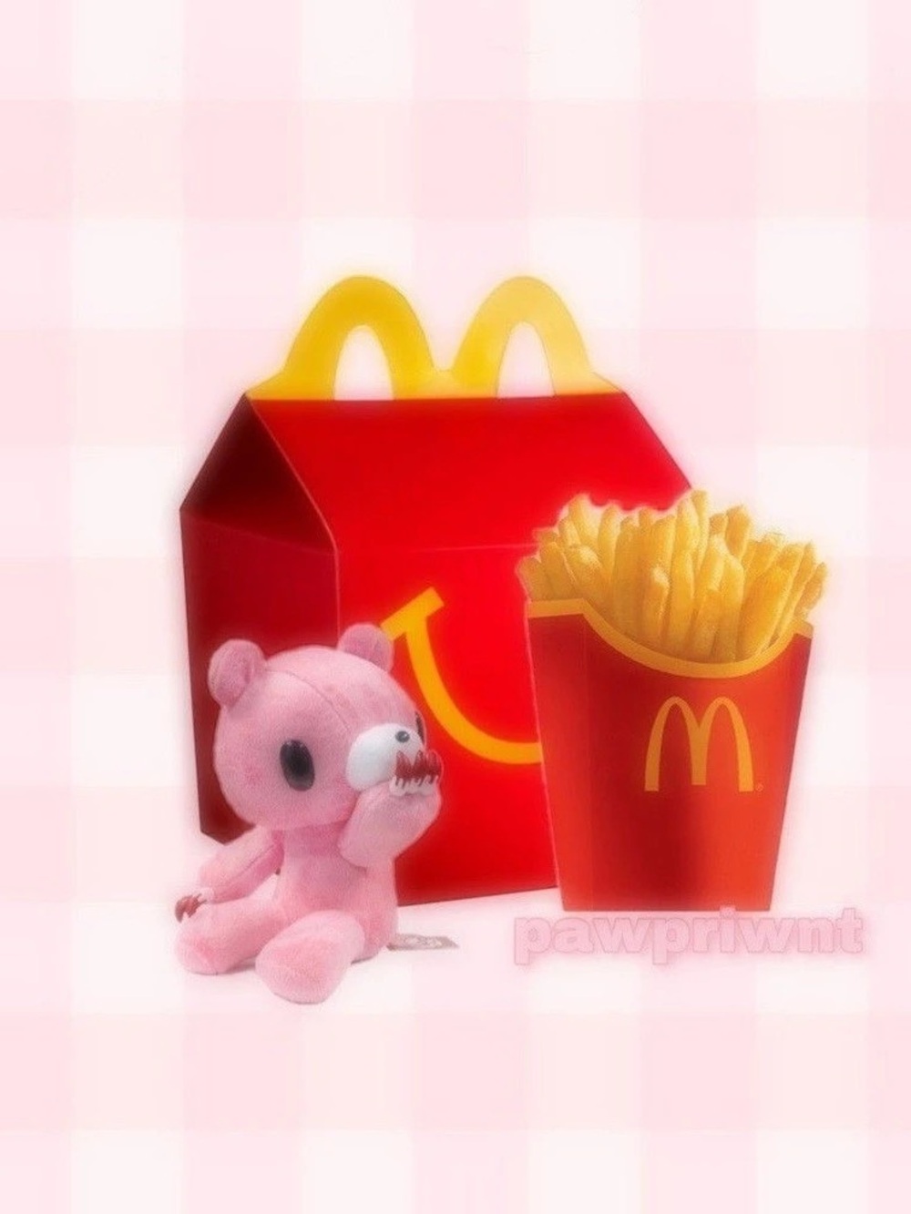 McDonald's Pink Plush Toy with Happy Meal Box